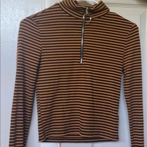 Orange/brown with black stripes crop top